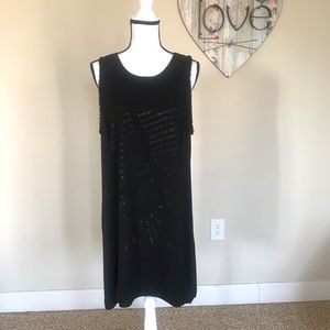 Calvin Klein Dress Black XL Sleeveless Metallic